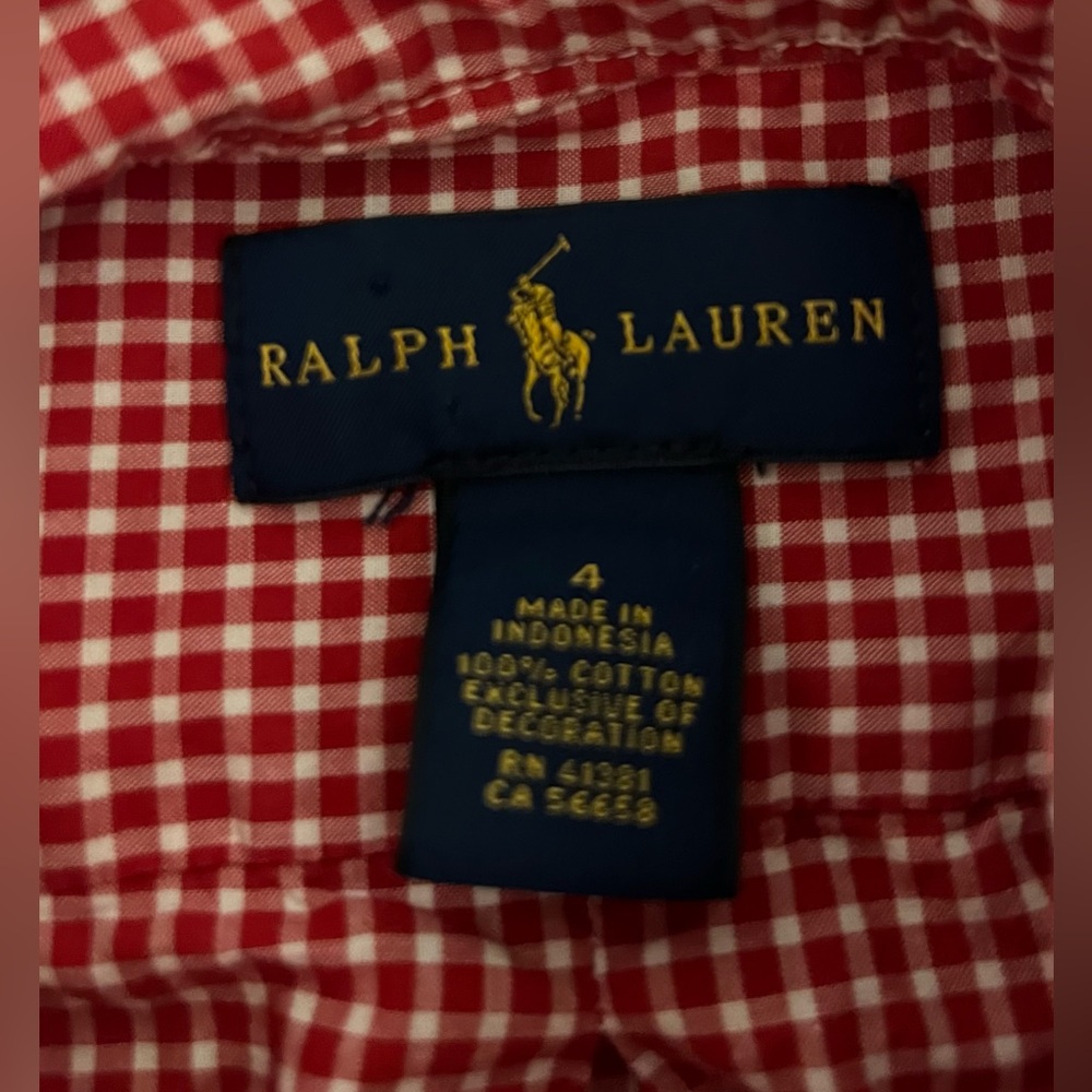 Ralph Lauren Red button down shirt in Toddler size 4 - Picture 3 of 4
